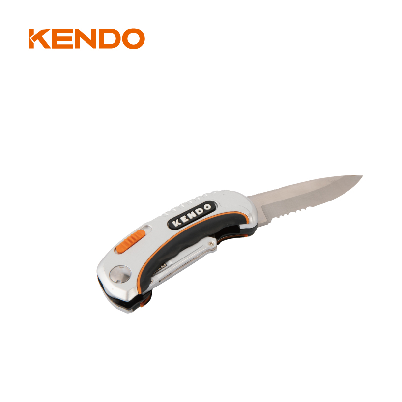 سكين من سبائك الزنك عالي الجودة ذو شفرة مزدوجة قابلة للطي مع شفرة قابلة للسحب للوظائف المتعددة