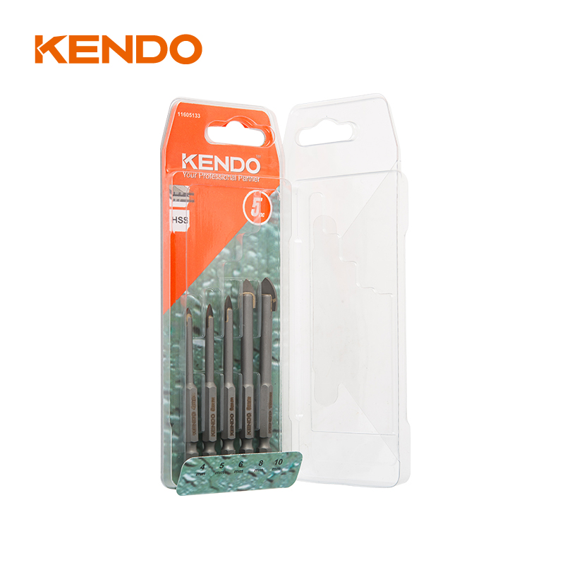 مجموعة رؤوس مثقاب زجاجية مكونة من 5 قطع، سداسية. تغيير سريع شانك