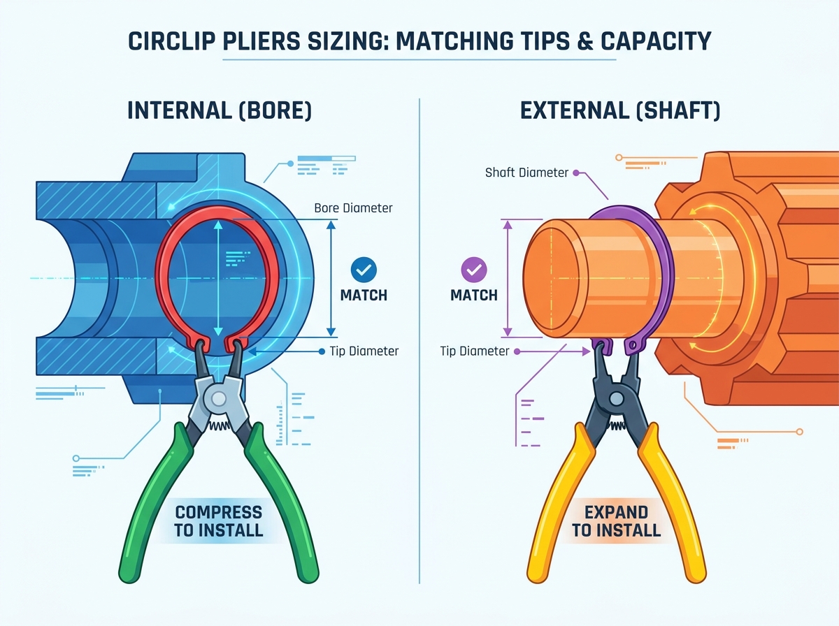 دليل اختيار حجم كماشة Circlip